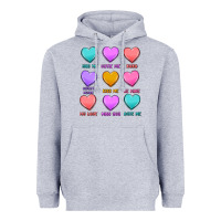 Heather Grey valentine's day candy hearts Heavyweight Hoodie - MaliasSmallBusiness