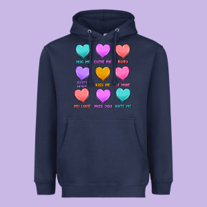 Valentine's Day Candy Hearts Heavyweight Hoodie Designed By Maliassmallbusiness