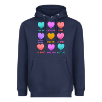 Navy valentine's day candy hearts Heavyweight Hoodie - MaliasSmallBusiness