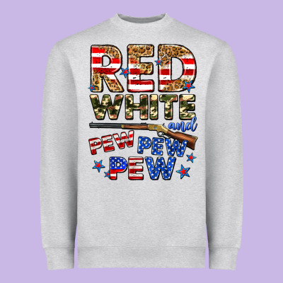 Red White And Pew Pew Pew Heavyweight Sweatshirt Designed By Zillion Design Studio