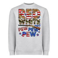 Heather Grey red white and pew pew pew Heavyweight Sweatshirt - Zillion Design Studio