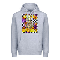 Heather Grey stay skeleton hand spooky Premium Hoodie - LillyAllenDesigns