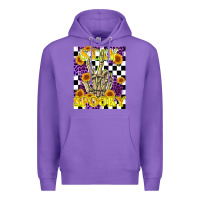 Purple stay skeleton hand spooky Premium Hoodie - LillyAllenDesigns