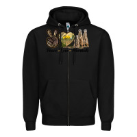 Black Peace Love Meerkats Zipper Hoodie - LillyAllenDesigns