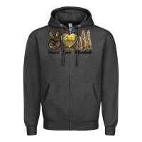Charcoal Heather Peace Love Meerkats Zipper Hoodie - LillyAllenDesigns