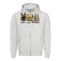 Dove Grey Peace Love Meerkats Zipper Hoodie - LillyAllenDesigns
