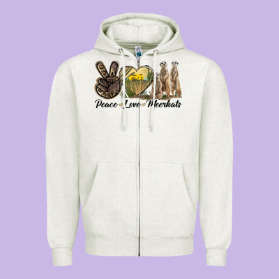 Peace Love Meerkats Zipper Hoodie Designed By Lillyallendesigns