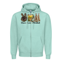 Seafoam Peace Love Meerkats Zipper Hoodie - LillyAllenDesigns