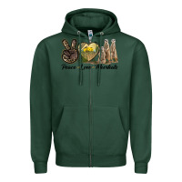 Sports Green Peace Love Meerkats Zipper Hoodie - LillyAllenDesigns