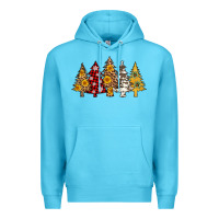 Ocean Blue leopard christmas trees Premium Hoodie - AdoDesignShop