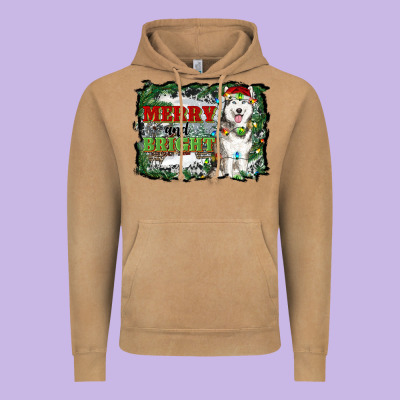 Merry And Bright Husky Farm  Background Vintage Hoodie Designed By Ranaportraitstore