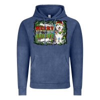 Vintage Denim merry and bright husky farm  background Vintage Hoodie - RanaPortraitStore