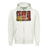 Oatmeal Heather ladybug  love bug backround Zipper Hoodie - BarkalooDesign