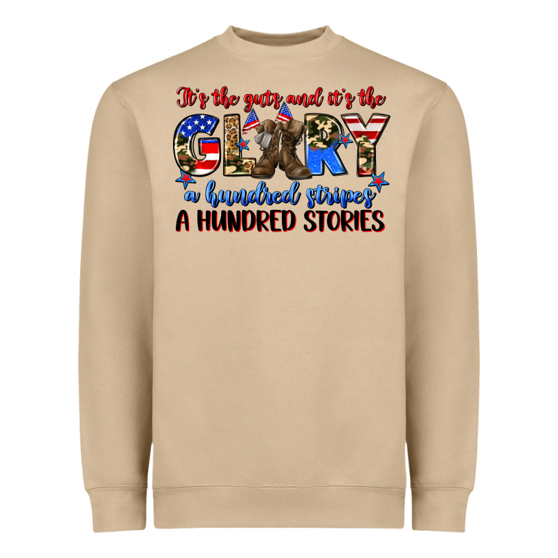 It's The Guts And It's The Glory A Hundred Stripes Heavyweight Sweatshirt by Zillion Design Studio | Teevron