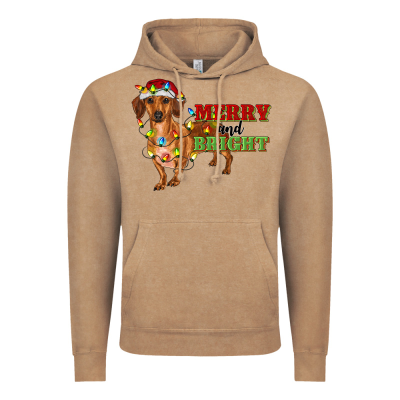 Merry And Bright Dachshund Vintage Hoodie by RanaPortraitStore | Teevron