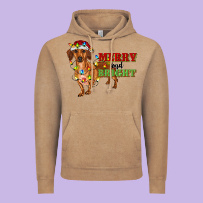 Merry And Bright Dachshund Vintage Hoodie Designed By Ranaportraitstore