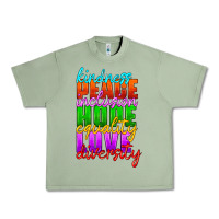 Oil Green kindness peace inclusion hope equality love diversity Urban Heavy Tee - HRA Design Shop