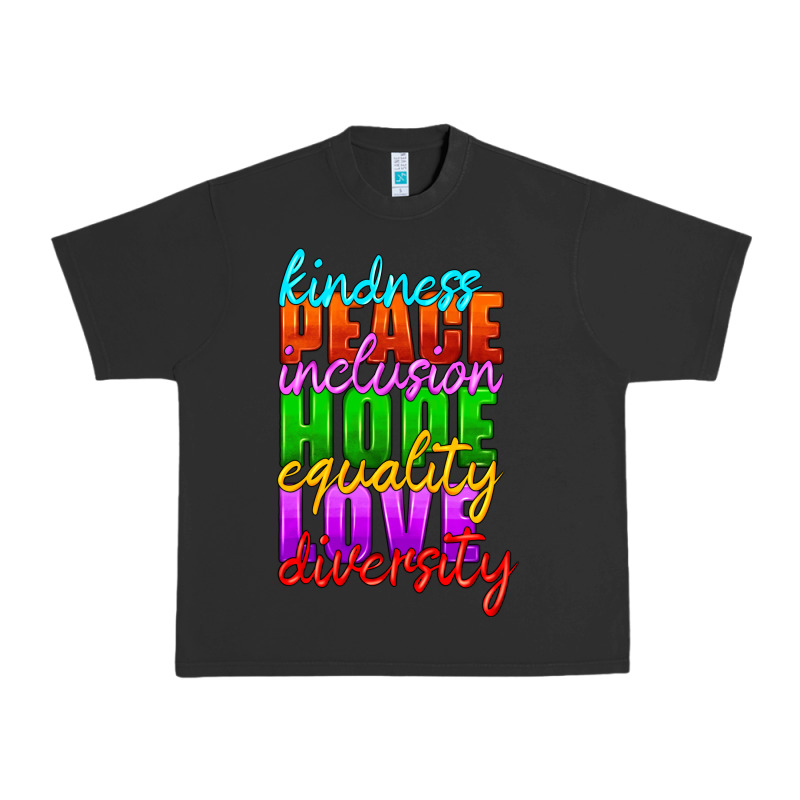 Kindness Peace Inclusion Hope Equality Love Diversity Urban Heavy Tee by HRA Design Shop | Teevron