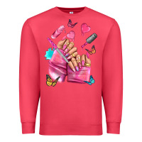 Cardinal pink nail art hand Premium Sweatshirt - NancyCooperArtShop