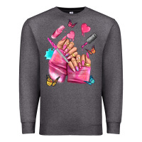 Charcoal Heather pink nail art hand Premium Sweatshirt - NancyCooperArtShop