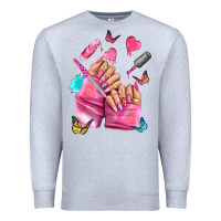 Heather Grey pink nail art hand Premium Sweatshirt - NancyCooperArtShop