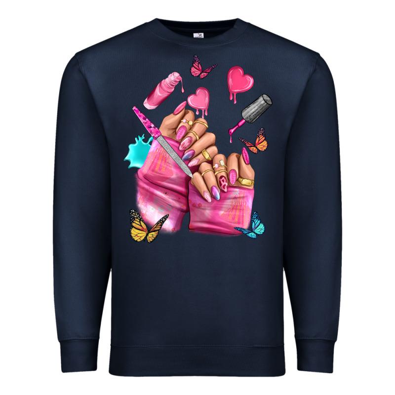 Pink Nail Art Hand Premium Sweatshirt by NancyCooperArtShop | Teevron