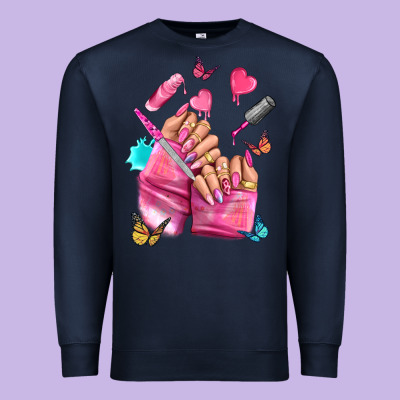 Pink Nail Art Hand Premium Sweatshirt Designed By Nancycooperartshop