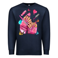 Navy pink nail art hand Premium Sweatshirt - NancyCooperArtShop