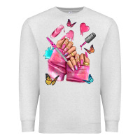 Oatmeal Heather pink nail art hand Premium Sweatshirt - NancyCooperArtShop