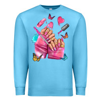 Ocean Blue pink nail art hand Premium Sweatshirt - NancyCooperArtShop