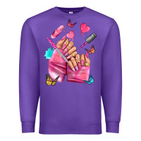 Purple pink nail art hand Premium Sweatshirt - NancyCooperArtShop