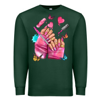 Sports Green pink nail art hand Premium Sweatshirt - NancyCooperArtShop