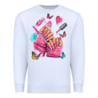 White pink nail art hand Premium Sweatshirt - NancyCooperArtShop