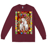 Burgundy Christmas goat family Long Sleeve Tee - Artiststas