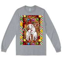 Heather Grey Christmas goat family Long Sleeve Tee - Artiststas