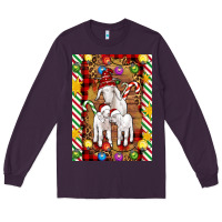 Plum Christmas goat family Long Sleeve Tee - Artiststas