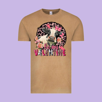 Be My Valentine Holstein Cow Valentine's Day Vintage Tee Designed By Fadigitalartstudio