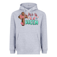 Heather Grey he is risen Heavyweight Hoodie - MaliasSmallBusiness