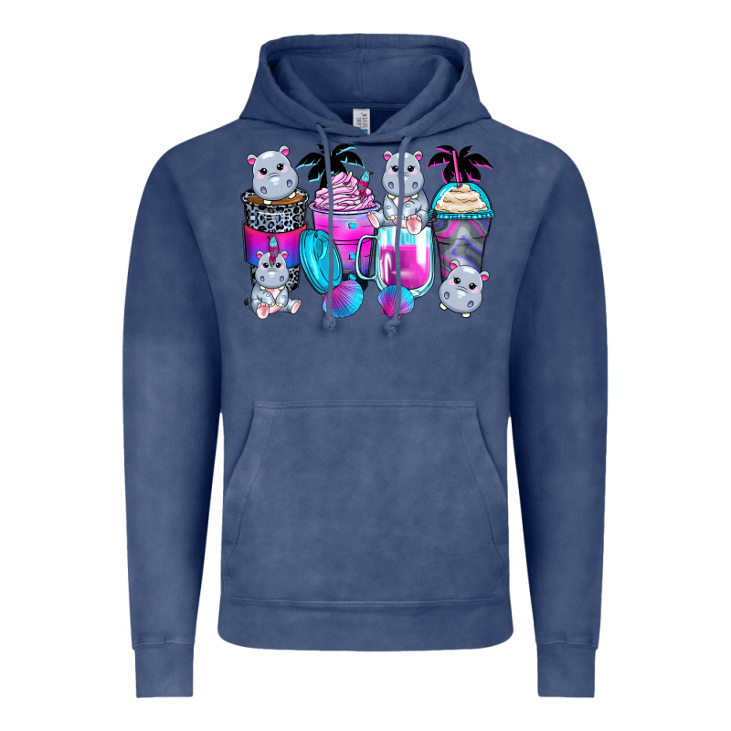 Hippopotamus Coffee Cups Vintage Hoodie by Zillion Design Studio | Teevron