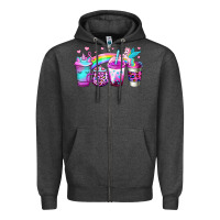 Charcoal Heather unicorn coffee Zipper Hoodie - Jasminsmagicworld