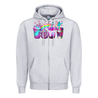 Heather Grey unicorn coffee Zipper Hoodie - Jasminsmagicworld