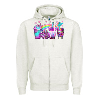Oatmeal Heather unicorn coffee Zipper Hoodie - Jasminsmagicworld