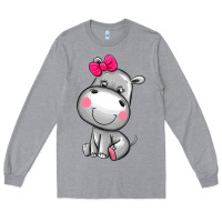 Heather Grey cute hippopotamus Long Sleeve Tee - AdoDesignShop
