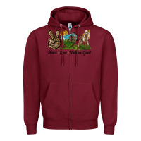 Burgundy Peace Love Nubian Goat Zipper Hoodie - LillyAllenDesigns