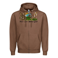 Chestnut Peace Love Nubian Goat Zipper Hoodie - LillyAllenDesigns