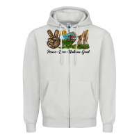 Dove Grey Peace Love Nubian Goat Zipper Hoodie - LillyAllenDesigns