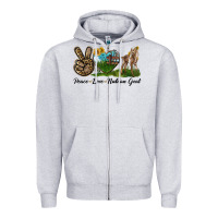 Heather Grey Peace Love Nubian Goat Zipper Hoodie - LillyAllenDesigns