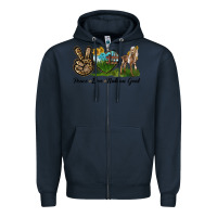 Navy Peace Love Nubian Goat Zipper Hoodie - LillyAllenDesigns