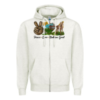 Oatmeal Heather Peace Love Nubian Goat Zipper Hoodie - LillyAllenDesigns