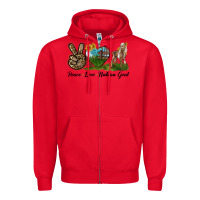 Red Peace Love Nubian Goat Zipper Hoodie - LillyAllenDesigns